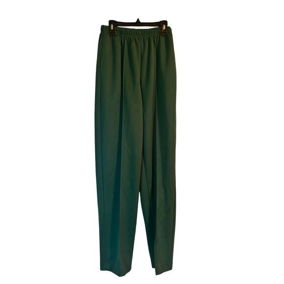 Vintage Blair Women's Polyester Pants Sewn in Front Pleat Slit Pockets Green 10T - Picture 1 of 5